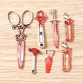 Spooky bloody weapon tool charms set for Halloween earrings and jewelry making - 10 Pieces Pack / Mixed Style Set