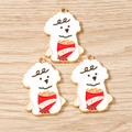 Detailed macro view of white enamel puppy dog charms with red potato chip bag accents - 10 Pieces Pack / Popcorn Poodle