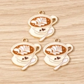 Detailed close-up of coffee cup charms with heart latte art on light wood surface - 10 Pieces Pack / White