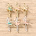 Elegant enamel ballerina charms in gold and silver finish for DIY jewelry making - Multicolor