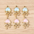 Set van 6 kwallen hangers met opaalhars en goudlaag voor DIY sieraden maken - Meerkleurig