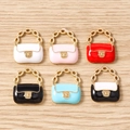 Lot de six pendentifs sac à main en émail coloré avec chaînes dorées pour bijoux DIY - Lot de 10 / Rose vif