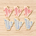 Detail of harp shaped alloy pendants with colorful enamel and gold edges for jewelry making - 10 Pieces Pack / Multicolor Harp
