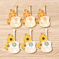 Detail of sunflower guitar charms with enamel finish for DIY jewelry making accessories - 10 Pieces Pack / Mixed Colors Guitar