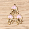 Detailopname van de kwallenhangers met roze opaal en kristallen voor DIY-sieraden - Roze