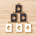 Detail view of poker club Ace pendants in black and white with gold-plated finish - 10 Pieces Pack / Multicolor