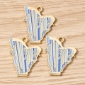 Detailed view of harp pendants with blue enamel filling and golden hollowed edges - 10 Pieces Pack / Blue Harp
