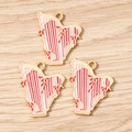 Detailed view of three pink and red enamel harp charms with gold plating for jewelry making - 10 Pieces Pack / Pink Harp