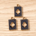 Detail view of poker ace of clubs enamel charms with gold edges for DIY jewelry making - 10 Pieces Pack / Black