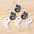 Set of 6 Yin Yang Dragon pendants in black and white finish for DIY jewelry making - 10 Pieces Pack / Mixed Color Tai Chi