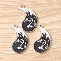 Close-up of silver dragon enamel teardrop charms with black finish for DIY jewelry - 10 Pieces Pack / Silver Black
