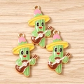 Detailed macro view of 3D cactus charms with sombreros and guitars for DIY jewelry making - Guitar Cactus / 10 Pieces Pack