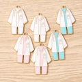 Nurse and doctor uniform enamel alloy charms with gold plating for DIY jewelry making - 10 Pieces Pack / Multicolor