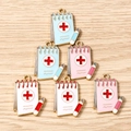 Enamel medical notebook pendants with pen charms for DIY jewelry making and keychains - Multicolor