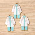 Detailed close-up of nurse uniform charms with stethoscope details for DIY jewelry - 10 Pieces Pack / Blue