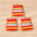 Close-up of red high-visibility vest alloy charms for DIY jewelry making and crafts - Red Fire Vest / 10 Pieces Pack
