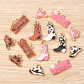 Western cowboy boot and hat charms set in alloy for DIY jewelry and keychain making - Mixed / 10 Pieces Pack / Multicolor