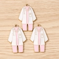 Detail of enamel medical scrub charms for DIY jewelry making and craft projects - 10 Pieces Pack / Pink