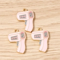 Detailed macro view of pink thermometer charms for DIY jewelry making accessories - 10 Pieces Pack / Pink
