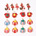 Christmas alloy charms set including candy cane and glove shapes for DIY jewelry making - 10 Pieces Pack / Christmas Mixed Styles