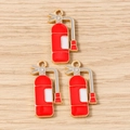 Detail of red fire extinguisher enamel charms for DIY jewelry making and keychains - Fire Extinguisher / 10 Pieces Pack