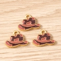 Macro view of cowboy hat alloy pendants with enamel coating for DIY jewelry making - Cowboy Hat / 10 Pieces Pack / Brown