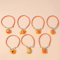 Set of 7 orange braided rope bracelets with cute resin animal charms for kids - Animal Phone Chain Set