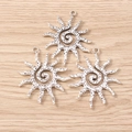 Antike silberne Spiral-Sonnenanhänger mit Flammenstrahlen für DIY-Schmuck und Handwerk - Antiksilber