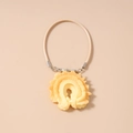Detail of creative waffle resin pendant with woven cord and silver metal lobster clasp - Heart Pretzel