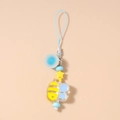 Dettaglio di un ciondolo a forma di ape in acrilico con perle a stella e laccetto blu - Ape Blu Sfera Rotonda