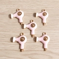 Rosa Haartrockner Anhänger aus Zinklegierung mit Vergoldung für DIY-Schmuck - Rosa