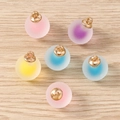 Frosted translucent spherical charms with golden metal loops for DIY jewelry making - 10 Pieces Pack / Multicolor