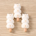Detailed view of three resin cat dango pendants with metal loops for DIY jewelry making - Simulation Dango Style / 10 Pieces Pack / Dango Color