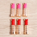 DIY lipstick charms in gold alloy with pink and red enamel for jewelry making - Multicolor