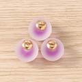 Detail view of purple frosted round ball pendants with gold metal caps for DIY jewelry - 10 Pieces Pack / Purple