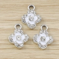 Three pieces of cherry blossom clover flower charms with white enamel and rhinestones - 10 Pieces Pack / White
