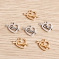DIY gold and silver heart-shaped LOVE charms with arrow design for jewelry making - 50 Pieces / Multicolor