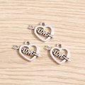 Silver love heart arrow charms for DIY jewelry making pendants and accessories - 50 Pieces / Antique Silver