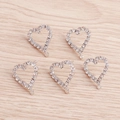 Ciondoli a cuore vuoti argentati con strass e anellini per gioielli fai-da-te - Forma a cuore (Argento)