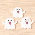 Three cute white ghost charms with marble texture and pink tongue for DIY jewelry making - Ghost Shape / 5 Pieces / White