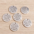 Ciondoli tondi in argento con incisione I love you to the Moon and Back per gioielli fai da te - Tondo (Moon & Back)