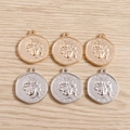 Vintage style irregular Greek coin pendants in gold and silver finish for jewelry making - 10 Pieces Pack / Multicolor