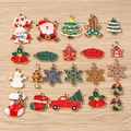 Lot de breloques de Noël en émail avec Père Noël et bonhomme de neige pour bijoux DIY - Lot de 10 / Styles Mixtes de Noël
