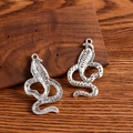 Kreative Cobra-Anhänger aus Silberlegierung für DIY-Halsketten und Armbänder, 4er-Pack - Kobra