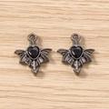 Gothic bat wing heart charms in gunmetal finish for DIY jewelry making accessories - 5 Pieces / Grey Black