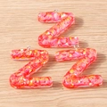 Three colorful resin Z letter charms with pink sequins and silver metal hooks for DIY jewelry - 5 Pieces / Letter Z