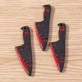 Halloween bloody cleaver charms for DIY jewelry making with realistic blood splatters - 5 Pieces / Black Knife