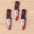 DIY Halloween bloody knife charms with realistic red splatter and black handle - 5 Pieces / Dagger
