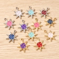 Colorful octagonal star charms in alloy and enamel for DIY jewelry and necklaces - 10 Pieces Pack / Multicolor