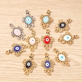 Turtle evil eye pendants for jewelry making with colorful enamel and gold finish - 10 Pieces Pack / Multicolor